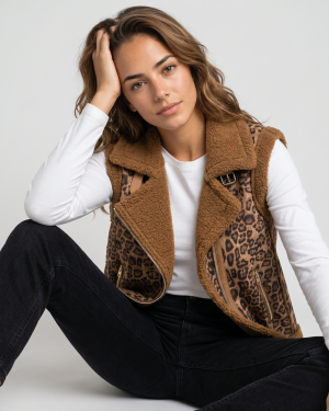 SLOWLY CHALECO CORDERITO ANIMAL PRINT